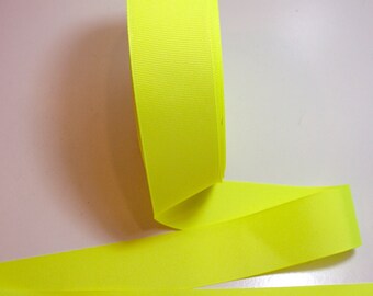 Bright Yellow Ribbon, Neon Yellow Grosgrain Ribbon 1 1/2 inches wide x 10 yards, Fluorescent Yellow Ribbon, 1124