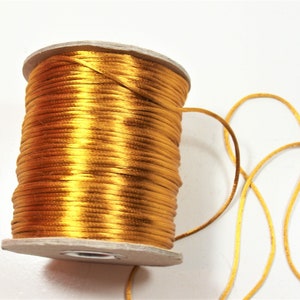 Gold Cord, Camel Rat Tail Satin Cord Sewing Trim 1/16 inch x 20 yards, Camel Gold Rattail Cord #1, Bin 26