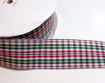 Red Plaid Ribbon, Red and Green Ribbon 1 1/2 inches wide x 10 Yards, Christmas Ribbon, 1034