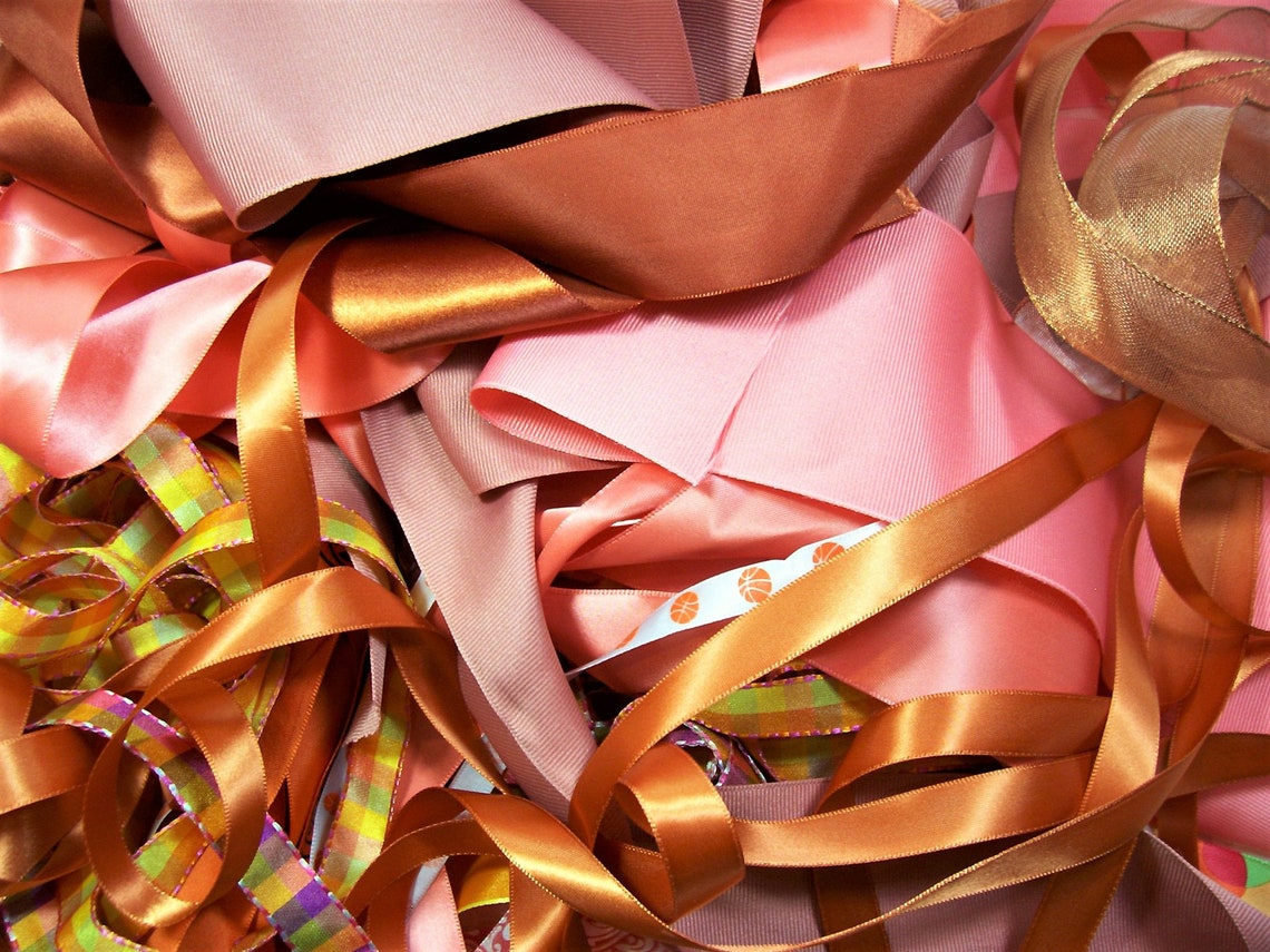 Orange Ribbon Scraps Bag of Assorted Ribbon and Trim Scraps Etsy