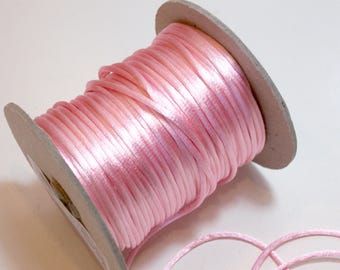 Light Pink Cord, Pink Rat Tail Satin Cord Sewing Trim 1/8 inch x 20 yards, Baby Pink Cord, 642