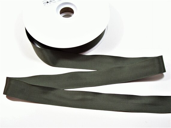 Green grosgrain ribbon, olive green ribbon, thin, dark olive green