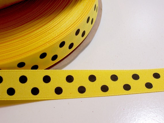 5 yards yellow JUMBO polka dot print 1.5/" grosgrain ribbon by the yard DIY bows