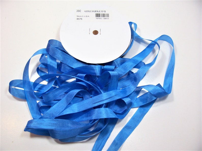 Hug Snug Blue Rayon Seam Binding 12 inch wide x 100 yards Blue Seam Binding Danube Blue Ribbon