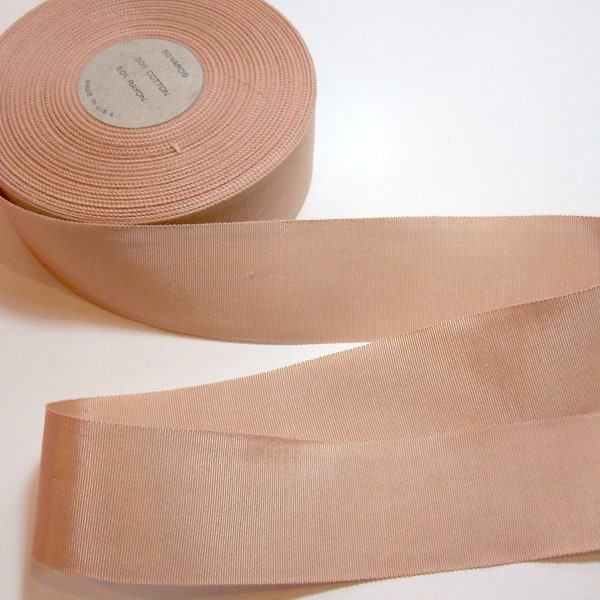 Vintage Beige Petersham Grosgrain Ribbon 2 inches wide x 5 yard, Rayon Cotton Blend, String Beige Ribbon