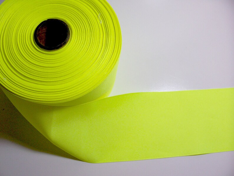 Wide Yellow Ribbon Fluorescent Yellow Grosgrain Ribbon 4 Etsy