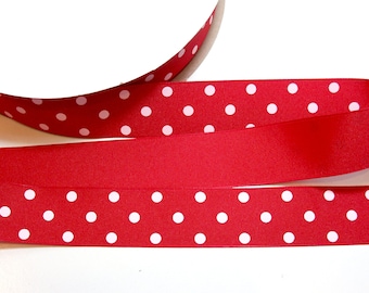 Red, Ribbon, Red and White Polka Dot Grosgrain Ribbon 1 1/2 inches wide x 10 yards, SECOND QUALITY FLAWED, 317