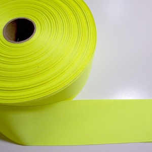 Wide Yellow Ribbon, Fluorescent Yellow Grosgrain Ribbon 2 3/8 inches wide x 10 yards, Bin 58