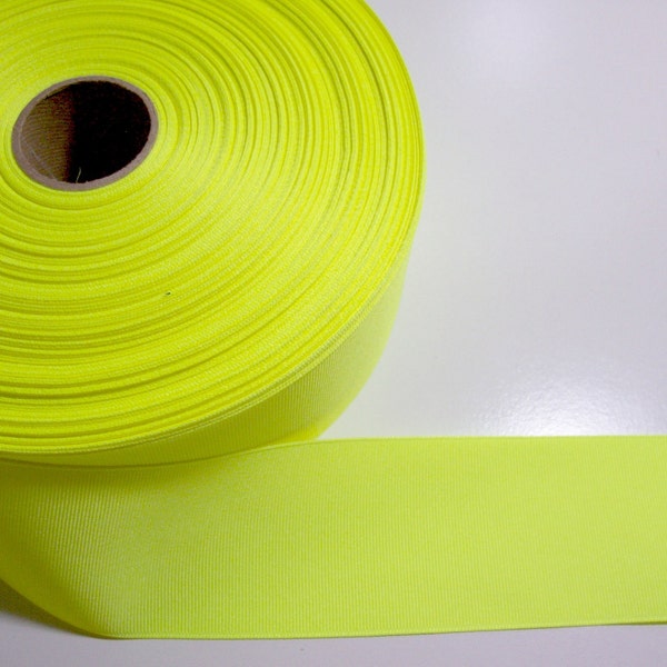 Wide Yellow Ribbon, Fluorescent Yellow Grosgrain Ribbon 2 3/8 inches wide x 10 yards, 532