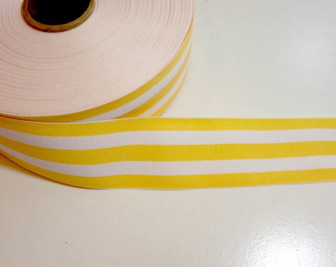 Yellow and White Stripe Grosgrain Ribbon 1 1/2 Inches Wide X Etsy