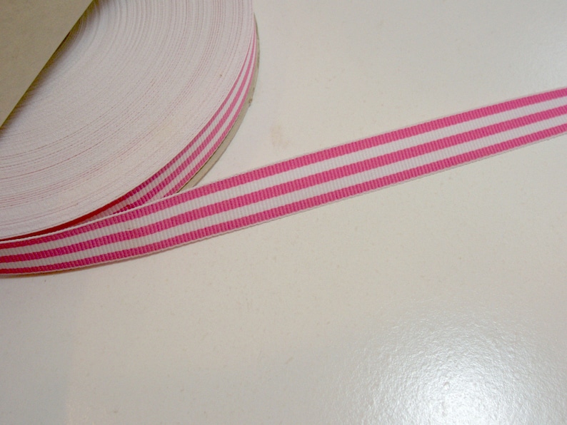 Pink and White Striped Grosgrain Ribbon 58 inch wide x 5 yards
