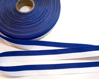 Striped Ribbon, Royal Blue and White Stripe Grosgrain Ribbon 7/8 inch wide x 10 yards, 1162