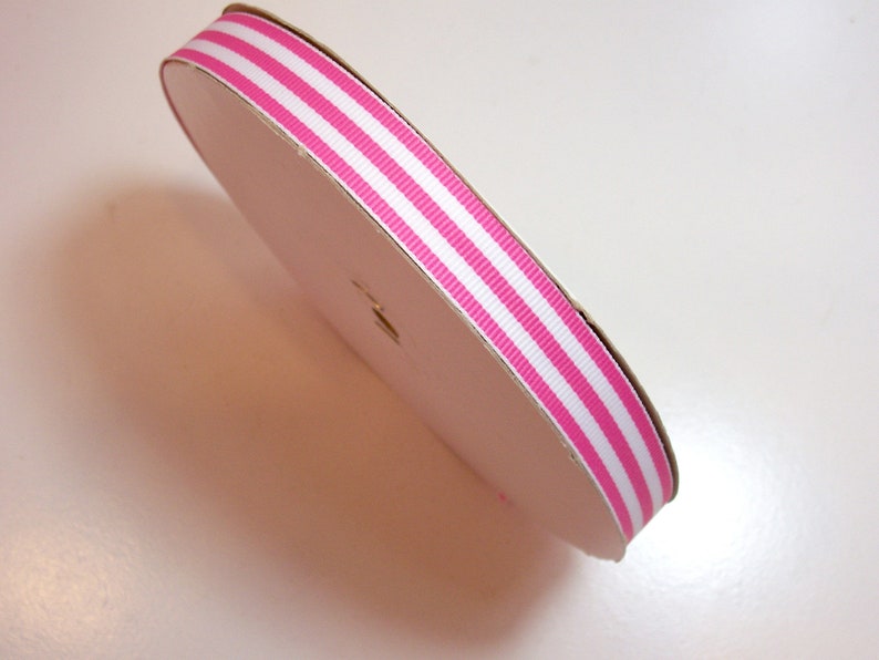 Pink and White Striped Grosgrain Ribbon 58 inch wide x 5 yards
