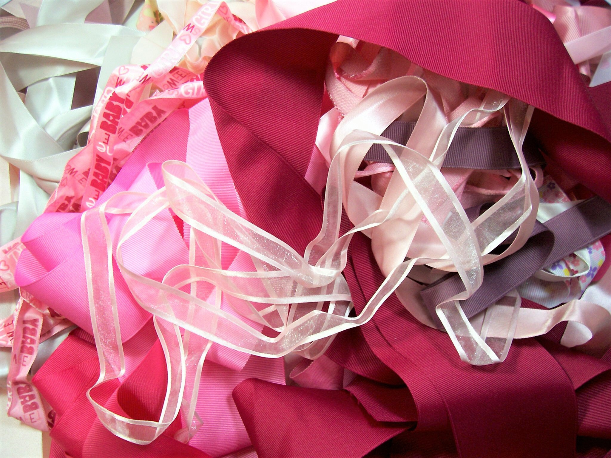 Pink Ribbon Scraps Bag of Assorted Ribbon and Trim Scraps x Etsy