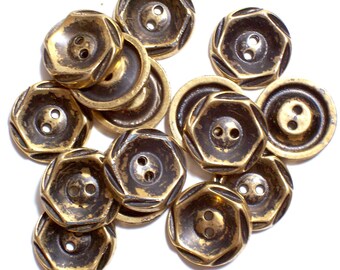Gold Buttons, Goldtone Plastic Buttons 3/4 inch diameter x 50 pieces, 640