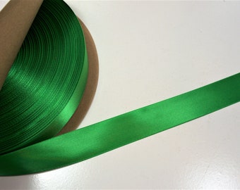 Green Ribbon, Emerald Green Single-Face Satin Ribbon 7/8 inch wide x 10 yards, Schiff Ribbon, SECOND QUALITY FLAWED, 1234