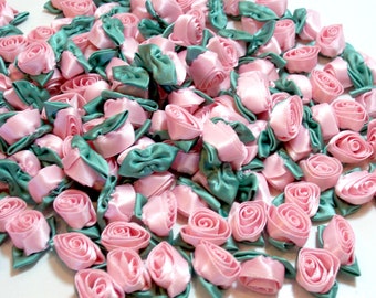 Pink Roses Pink Flower Appliques Offray Ribbon Rose Satin | Etsy