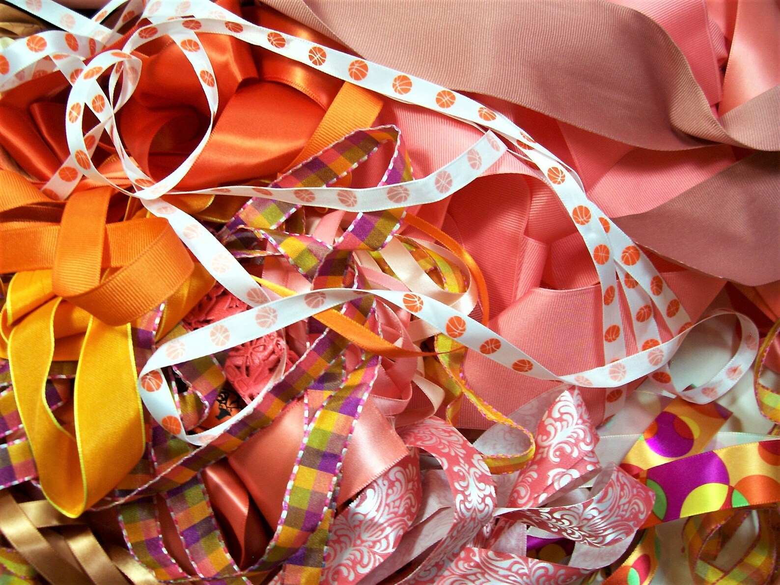 Orange Ribbon Scraps Bag of Assorted Ribbon and Trim Scraps Etsy
