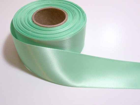 Green Ribbon, Mint Green Satin Ribbon 1 1/2 Inches Wide X 10 Yards,  Double-face Ribbon, Offray Mint Green Satin, SECOND QUALITY FLAWED, 771 