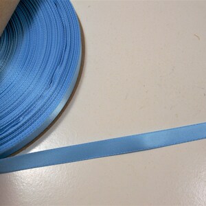 Blue Ribbon, Schiff Copen Blue Satin Ribbon 3/8 inch wide x 10 yards, Single-Faced, Bin 37