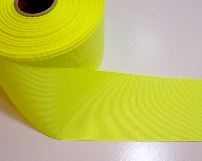 Wide Yellow Ribbon, Neon Yellow Grosgrain Ribbon 3 Inches Wide X 3