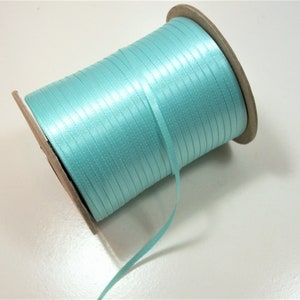 Blue Ribbon, Double-faced Offray Aquamarine Blue Satin Ribbon 1/8 inch x 20 yards, Bin 18