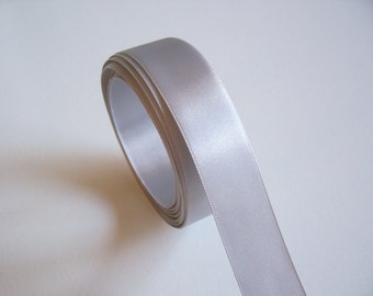 Silver Ribbon, Double-faced silver satin ribbon 7/8 inch x 10 yards, 227