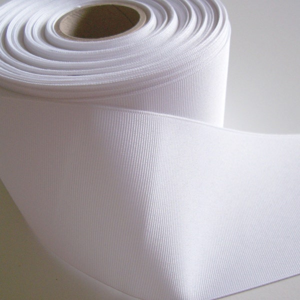 Wide White Ribbon, White Grosgrain Ribbon 3 inches wide x 10 yards, 168
