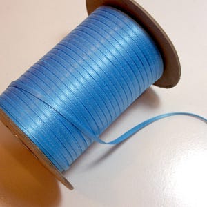 Blue Ribbon, Double-faced Copen blue satin ribbon 1/8 inch x 20 yards, Schiff, Bin 17