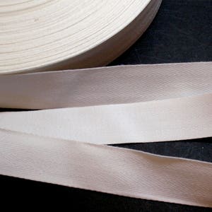 Nastro in twill bianco, nastro in twill di cotone bianco sporco, 15/16 pollici di larghezza x 8 iarde, contenitore da 6