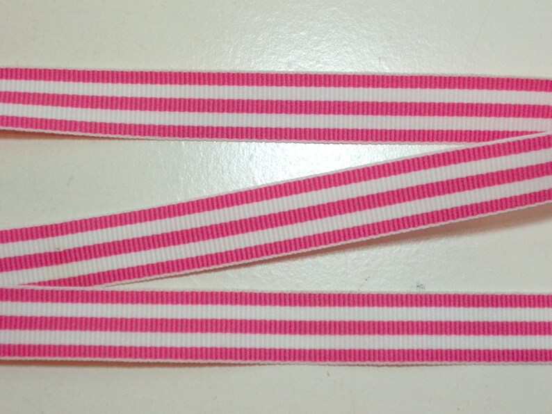 Pink and White Striped Grosgrain Ribbon 58 inch wide x 5 yards