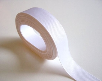 White Ribbon, White Grosgrain Ribbon 1 inch wide x 10 yards, SECOND QUALITY FLAWED, 208