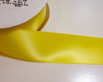 Yellow Ribbon, Single-Faced yellow satin ribbon 1 1/2 inches wide x 10 yards, Offray Daffodil Yellow Ribbon, 1046