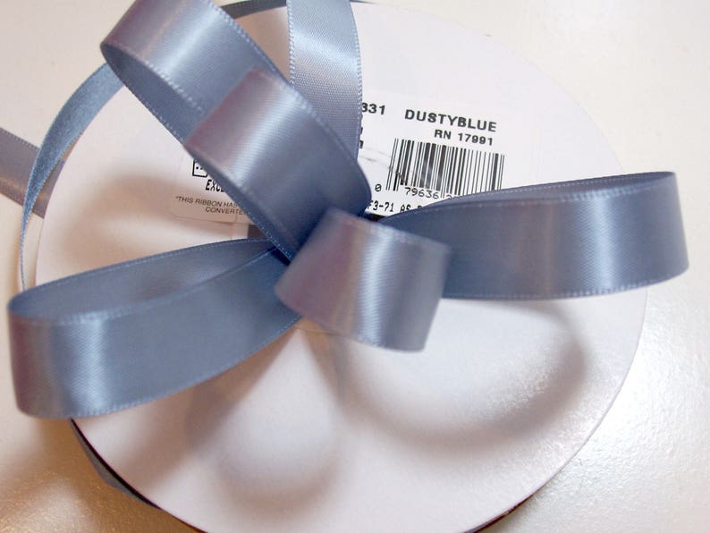 Blue Ribbon Dusty Blue DoubleFaced Satin Ribbon 5/8 inch Etsy
