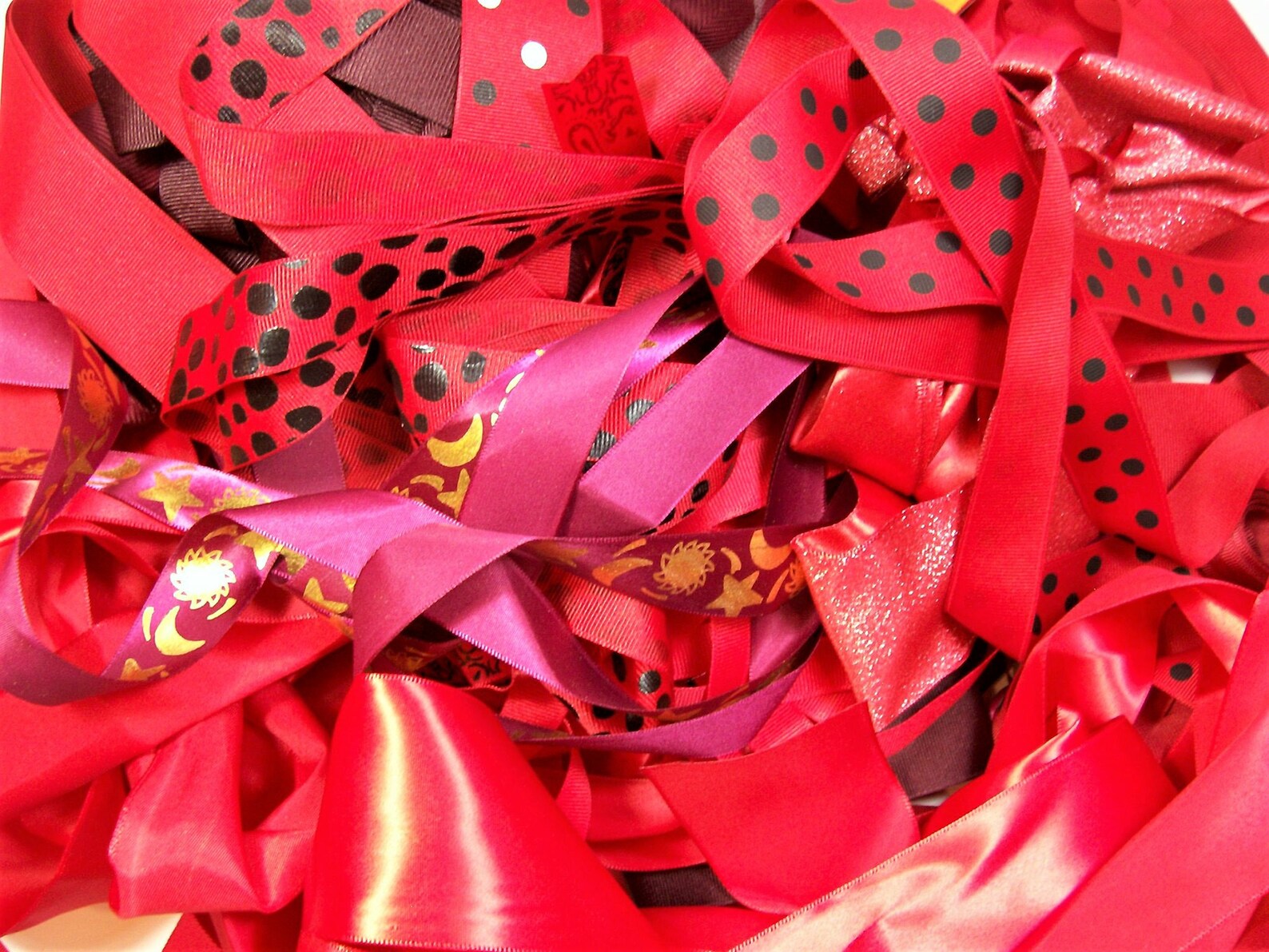 Red Ribbon Scraps Bag of Assorted Ribbon and Trim Scraps X 12 Etsy