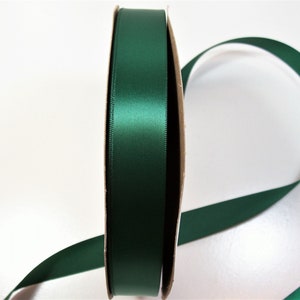 Green Ribbon, Single-faced Forest Green Satin Ribbon 7/8 Inch Wide X 10 ...