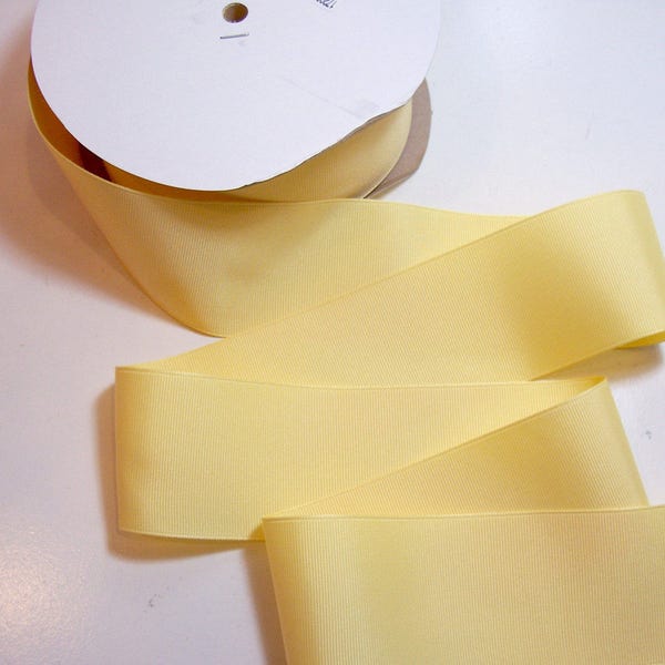 Wide Light Yellow Ribbon, Offray Banana Cream Grosgrain Ribbon 2 1/4 inches wide x 5 yards, 205