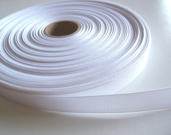 White Ribbon, White Grosgrain Ribbon 5/8 inch wide x 10 yards, Offray Ribbon, 228