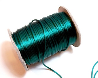 Green Cord, Green Rat Tail Satin Cord Sewing Trim 1/8 inch x 20 yards, Jungle Green Cord, 1199