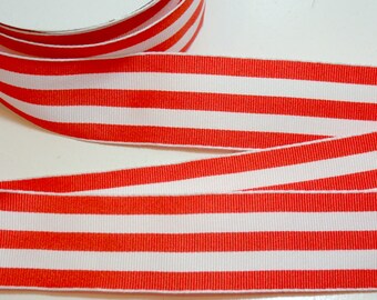 Coral Ribbon, Orange and White Stripe Grosgrain Fabric Ribbon 1 1/2 inches wide x 10 yards, Offray Mono Stripe Ribbon, 209