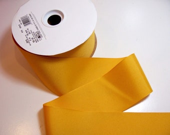 Wide Yellow Ribbon, Offray Gold Grosgrain Ribbon 3 inches wide x 10 yards, 127