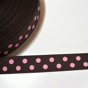 Braunes gepunktetes Band, Braunes und rosa Ripsband 20cm breit x 10m, Schiff Aspirin Dot Ribbon, Papierkorb 32
