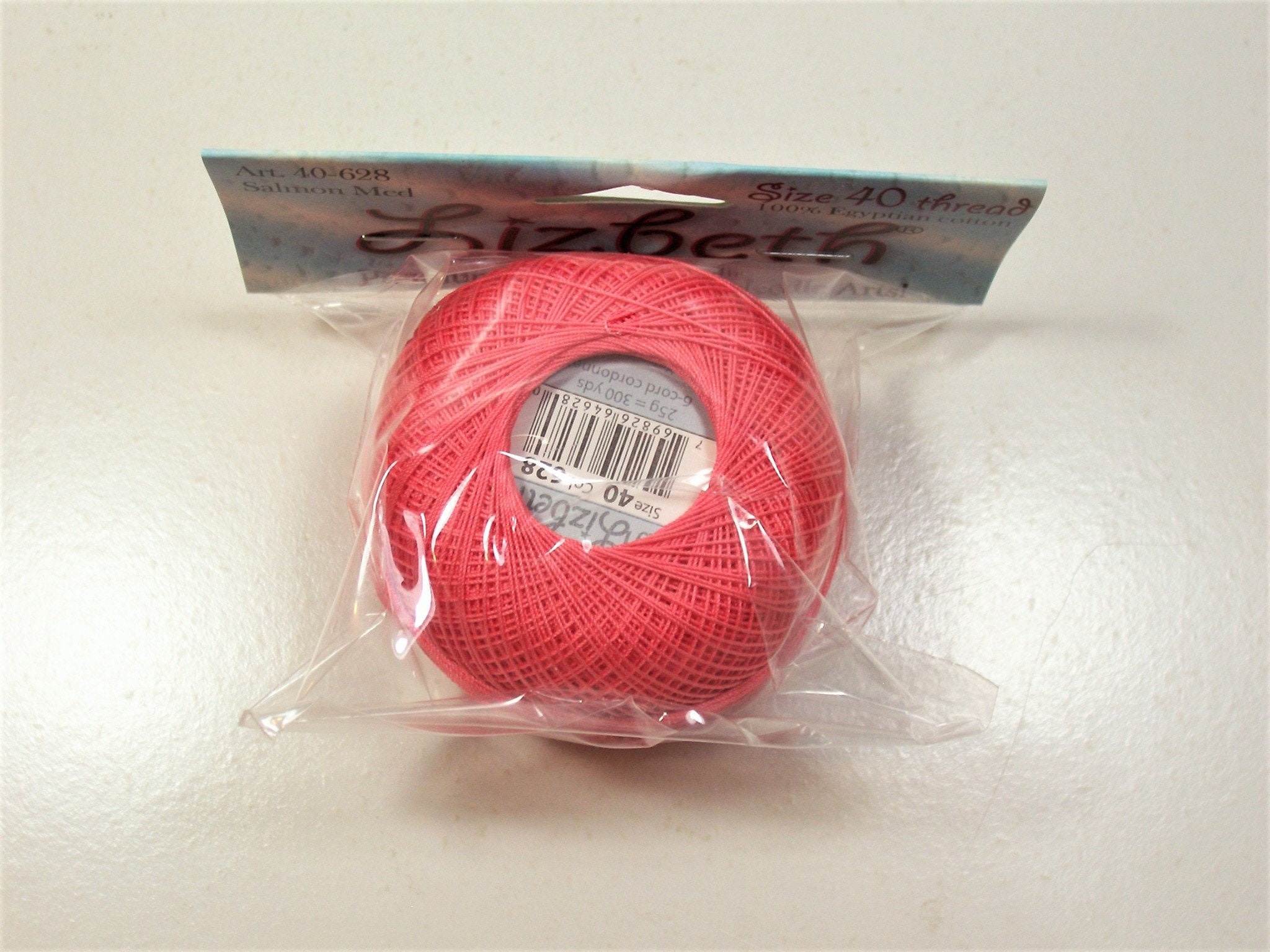 Lizbeth Egyptian Cotton Crochet Thread Size 10 Color 628 Medium Salmon 