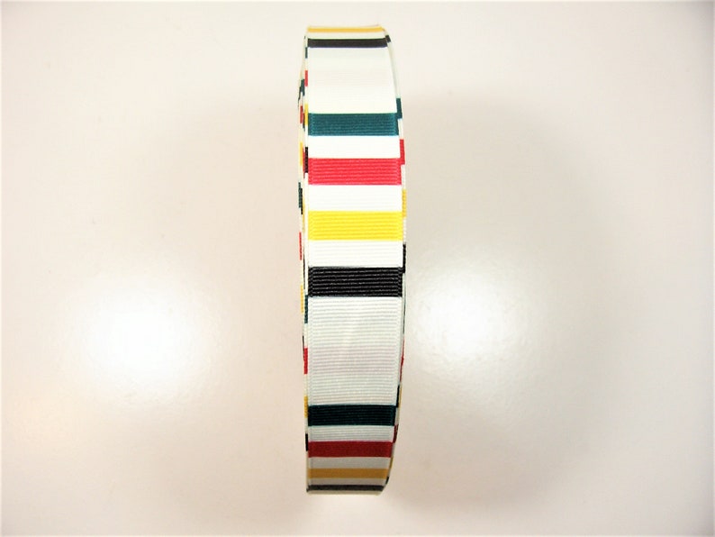 Red Green and Yellow Black Horizontal Stripe Grosgrain Ribbon 1516 inch wide x 10 yards Horizontal Stripe Ribbon in Ivory