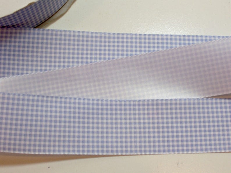 Periwinkle Blue Satin-Back Ribbon 1 12 inches wide x 10 yards Blue Gingham Ribbon
