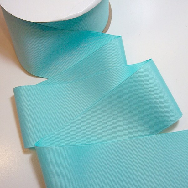 Wide Blue Ribbon, Offray Aquamarine Blue Grosgrain Ribbon 3 inches wide x 10 yards, Cheer Bow, 157