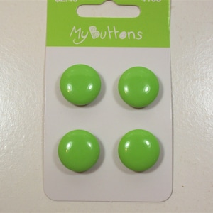 Green Buttons, Apple Green Button x 4 Pieces, Shank Buttons, Hard Plastic Buttons, 5/8 inch diameter, Bin 18