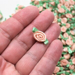 Peach Roses, Peach Flower Appliques, Offray Small Ribbon Rose Satin ...