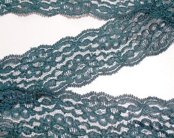 Green Lace, Hunter Green Lace 2 inches wide x 10 yards, Green Ribbon Lace, 054