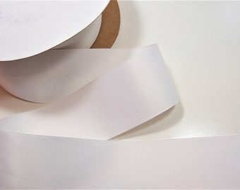 Wide White Ribbon, Double-Faced White Duchesse Satin Ribbon 2 1/2 inches wide x 10 yards, Wedding Sash Ribbon, Offray Ribbon, FLAWED, 673